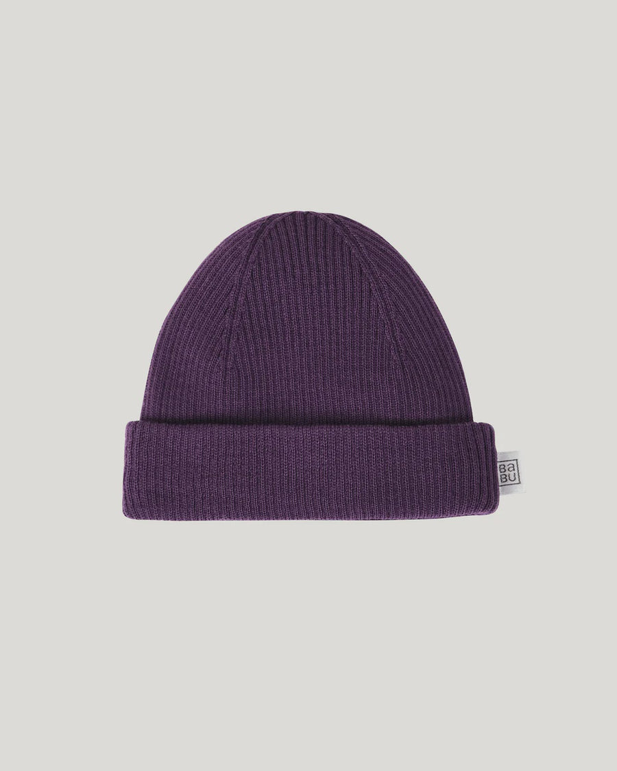 Merino Ribbed Hat Plum