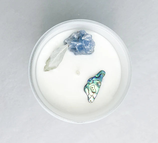 Blue Calcite Crystal Candle