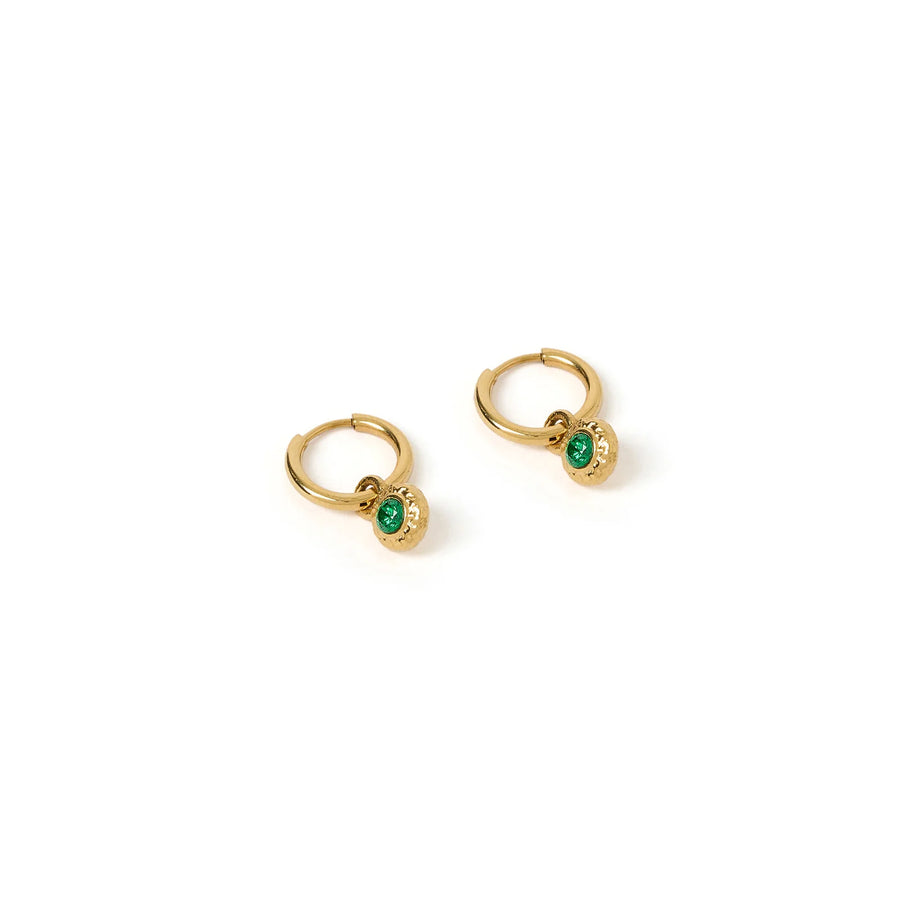 Crushed Birthstone Earrings - May Emerald