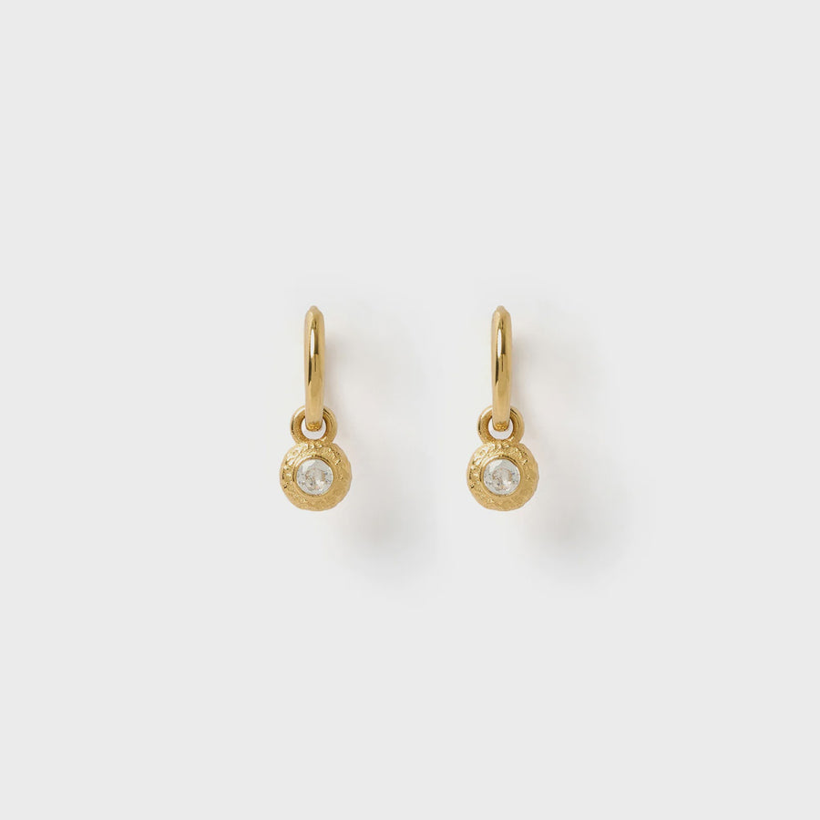 Crushed Birthstone Earrings - April Diamond