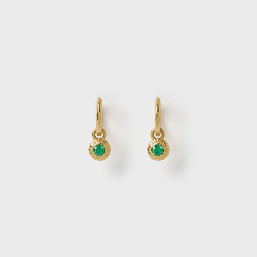 Crushed Birthstone Earrings - May Emerald