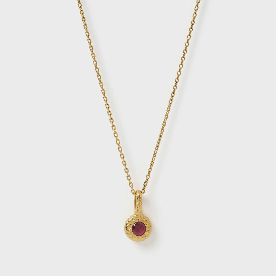 Crushed Birthstone Necklace - July Ruby