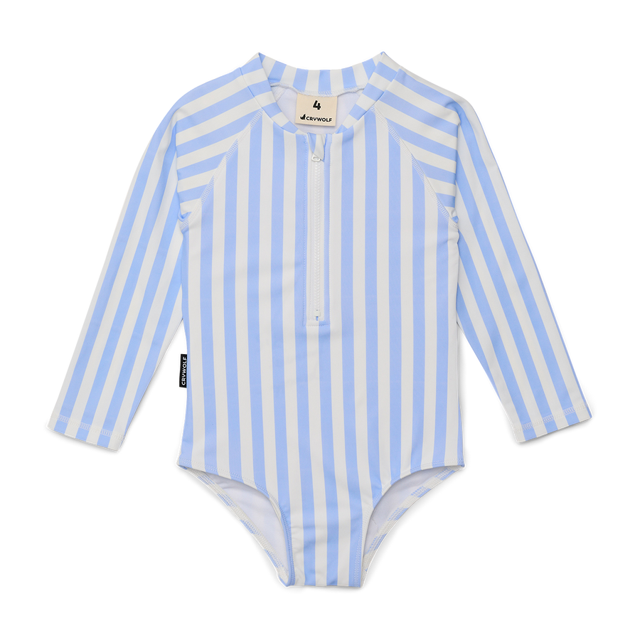 Long Sleeve Swimsuit - Sky Blue Stripe