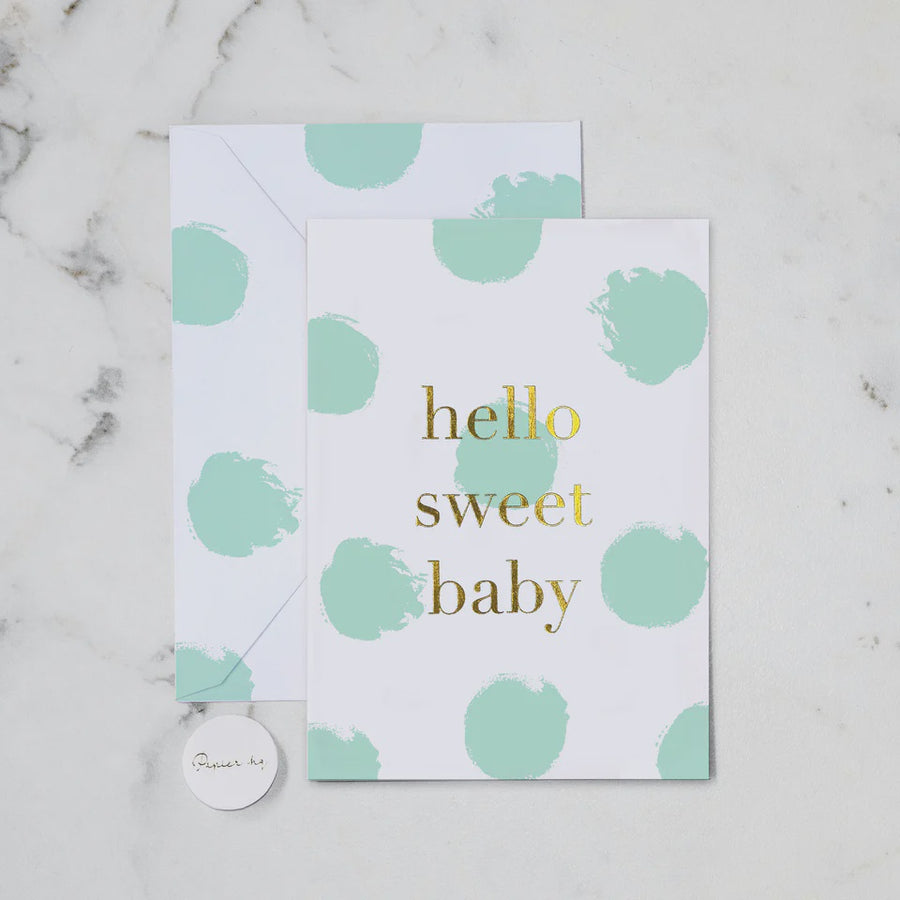 Hello Sweet Baby (Green) Greeting Card