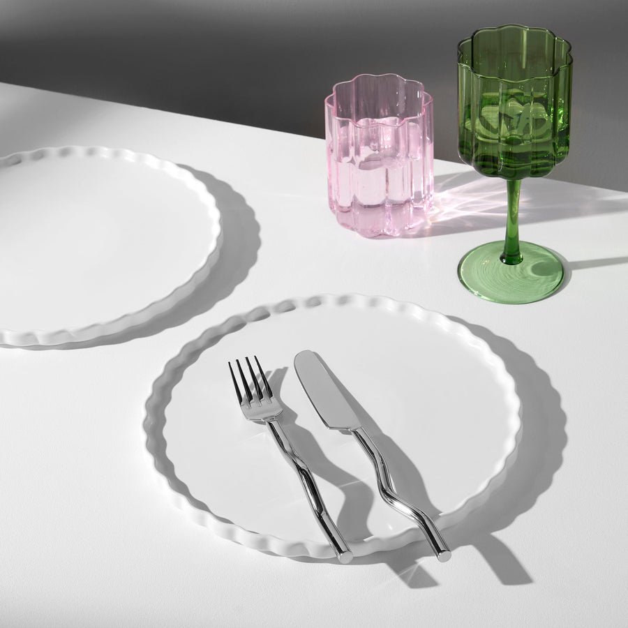 Fazeek White Ceramic Dinner Plate S/2