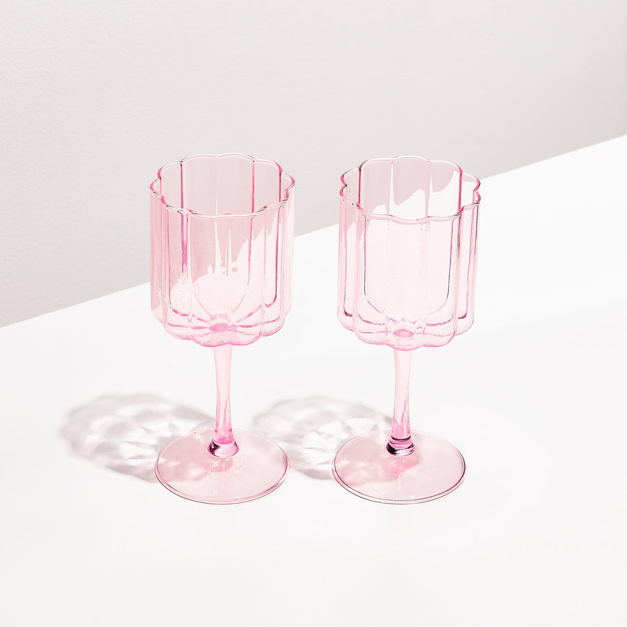 Fazeek Pink Wave Wine Glass S/2