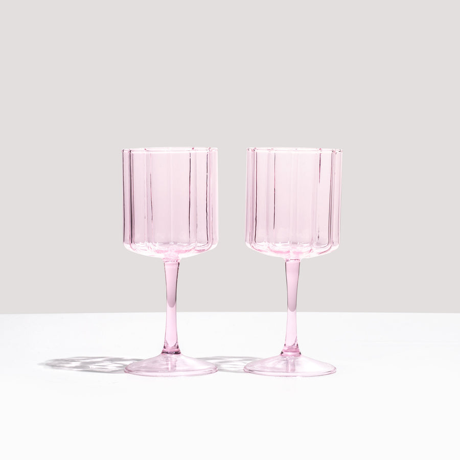 Fazeek Pink Wave Wine Glass S/2