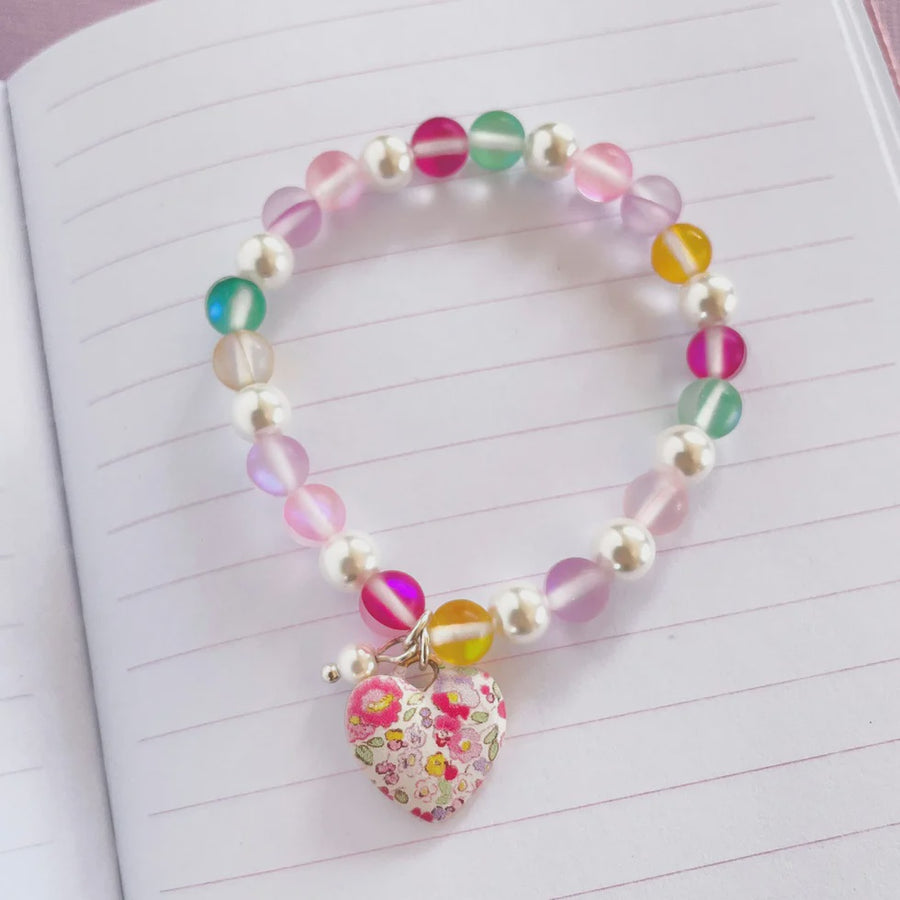 Petite Fleur Heart Elastic  Bracelet