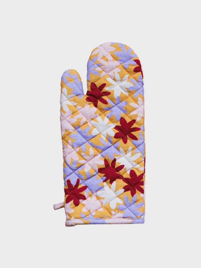 Crimson Floral Oven Mitt