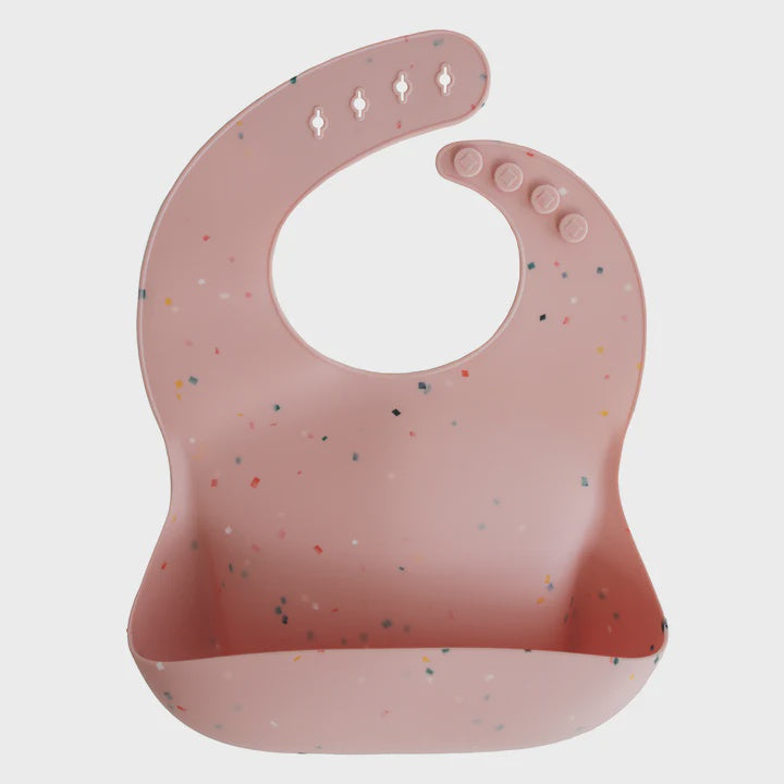 Silicone Baby Bib - Powder Pink Confetti