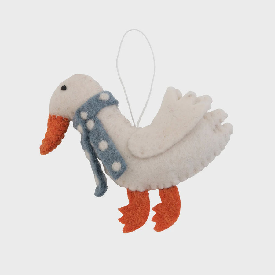Pashom Christmas Decoration - Goose w Blue Scarf