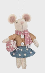 Pashom Christmas Decoration - Girl Mice w Present