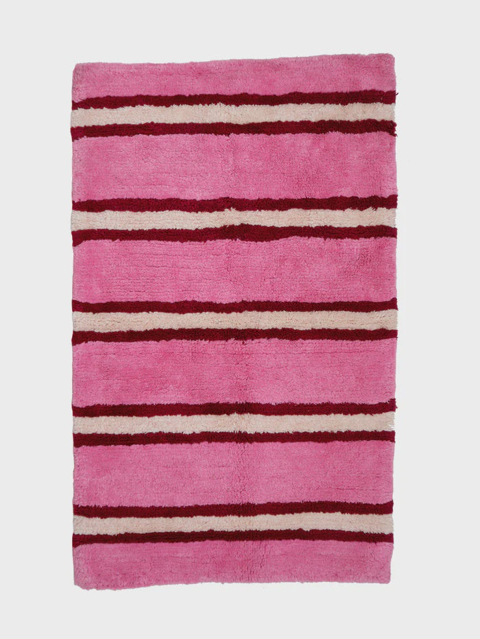 Raspberry Stripe Bath Mat