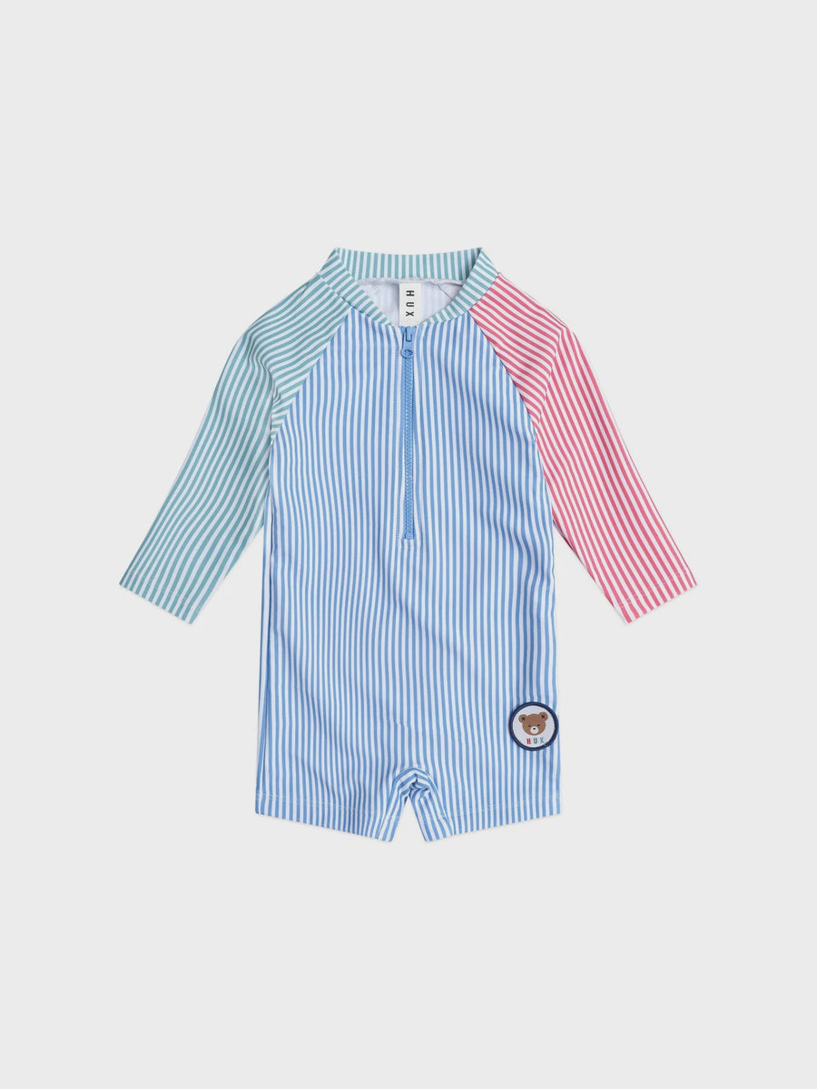 Spliced Stripe Swimsuit Shortie