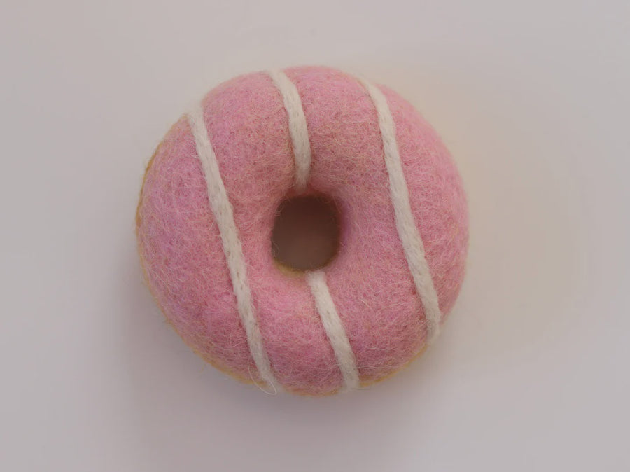 Light Pink with White Choc Drizzle Donut