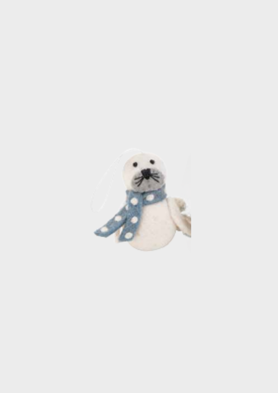 Pashom Christmas Decoration - Seal w Scarf White