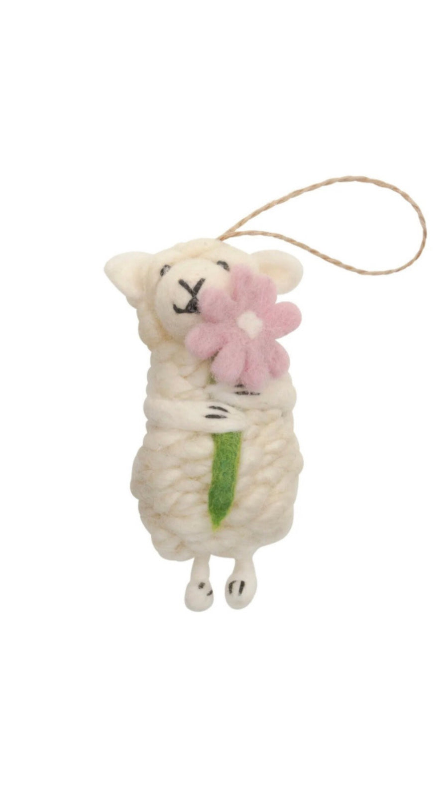 Pashom Christmas Decoration - Sheep With Flowers White