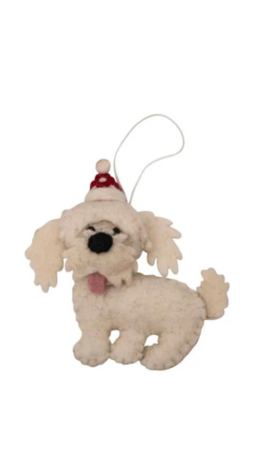 Pashom Christmas Decoration - Cavoodle In Hat White