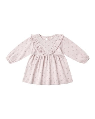 Long Sleeve Ruffle Dress - Lilac Ditsy