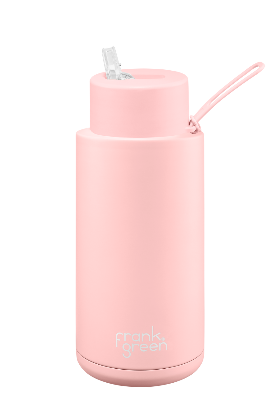 Frank Green Ceramic Reusable Insulated Drink Bottle. 34oz/1L, Straw Lid, Blushed Pink