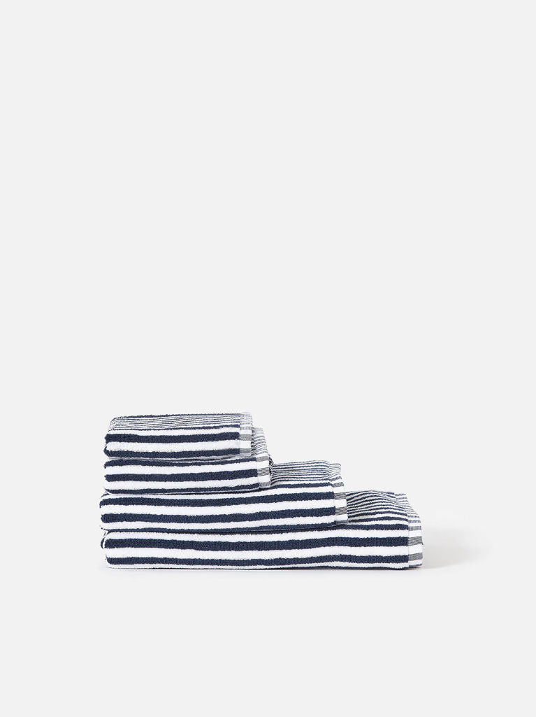 Wide Stripe Cotton Bath Towel Navy/White