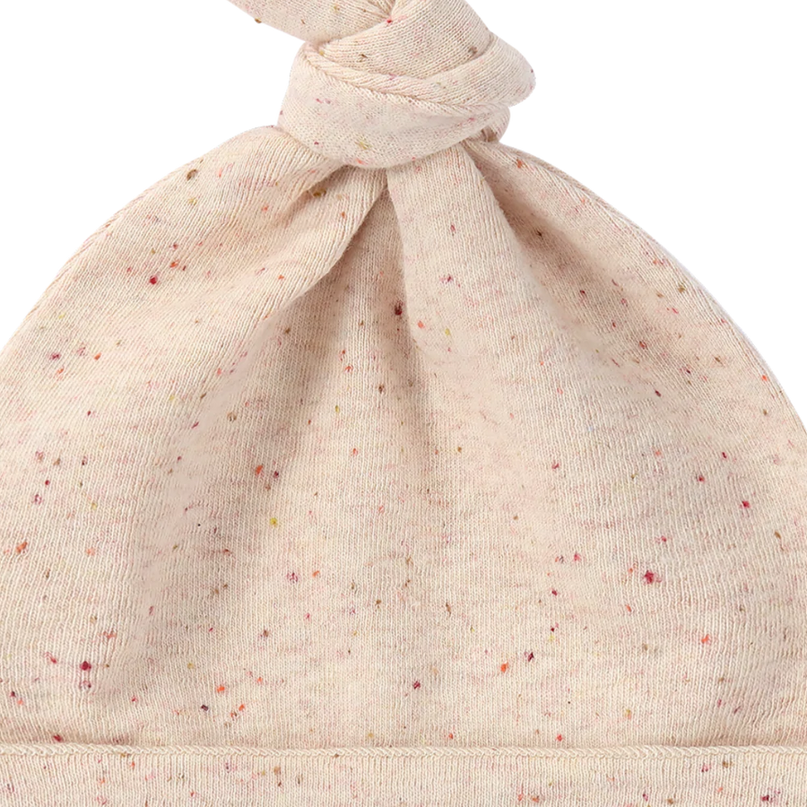 Organic Knotted Hat Beige Speckled