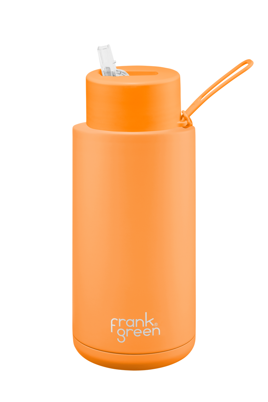 Frank Green Ceramic Reusable Insulated Drink Bottle. 34oz/1L, Straw Lid, Tumeric