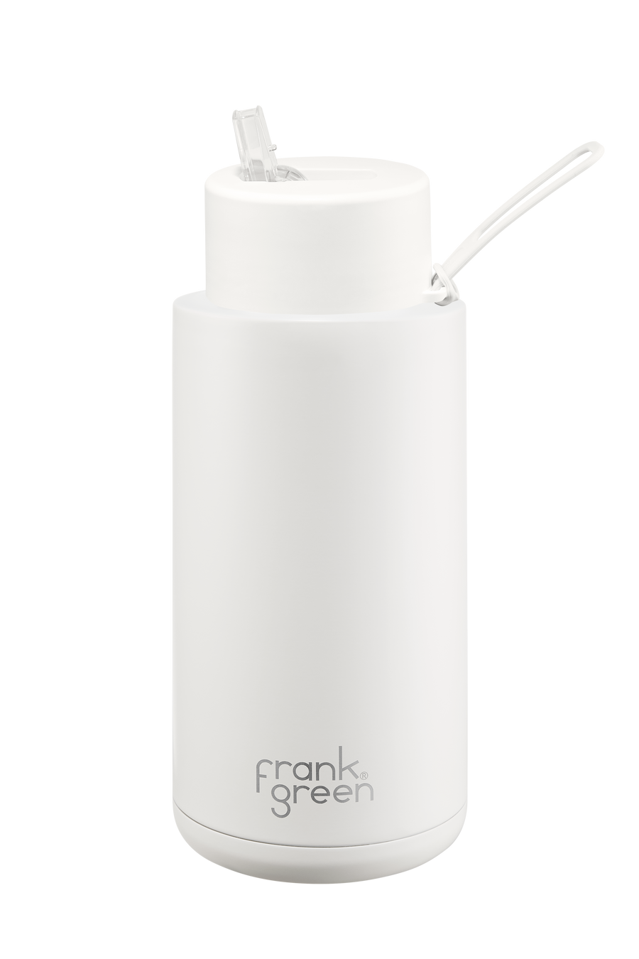 Frank Green Ceramic Reusable Insulated Drink Bottle. 34oz/1L, Straw Lid, Cloud white